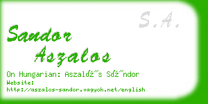 sandor aszalos business card